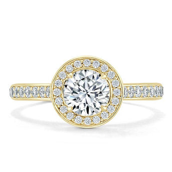 0.75 CT Round Cut Halo Pave Moissanite Engagement Ring 5