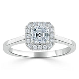 0.75 CT Asscher Cut Halo Moissanite Engagement Ring 3