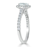 0.75 CT Round Cut Halo Pave Moissanite Engagement Ring 3