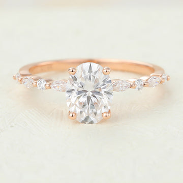 1.33 CT Oval Shaped Moissanite Pave Setting Engagement Ring 1