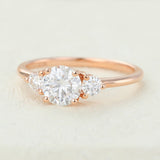 0.68 CT Round Shaped Moissanite Three Stone Engagement Ring 3