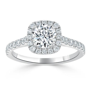 0.75 CT Round Cut Halo Pave Moissanite Engagement Ring 2