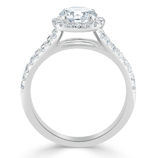 1.35 Round Cut Halo Split Shank Setting Moissanite Engagement Ring 4