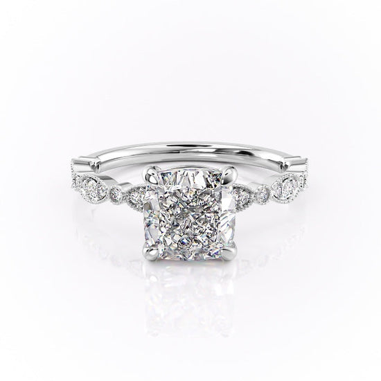 2.15 CT Cushion Cut Pave Moissanite Engagement Ring 10