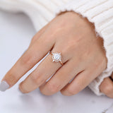 0.88 CT Round Shaped Moissanite Halo Engagement Ring 6