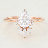 0.85 CT Pear Shaped Moissanite Cluster Engagement Ring 1