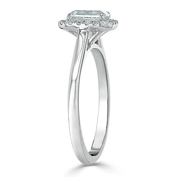 0.75 CT Emerald Cut Halo Moissanite Engagement Ring 3