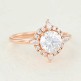 0.88 CT Round Shaped Moissanite Halo Engagement Ring 3