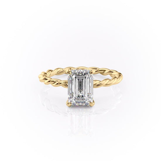 1.91 CT Emerald Cut Hidden Halo Twisted Pave Setting Moissanite Engagement Ring 11