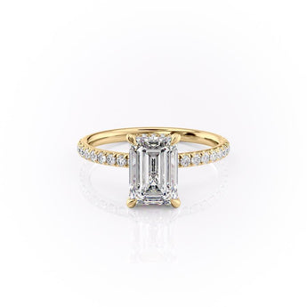 2.10 CT Emerald Cut Hidden Halo Pave Setting Moissanite Engagement Ring 11