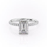 2.10 CT Emerald Cut Hidden Halo Pave Setting Moissanite Engagement Ring 10