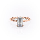 1.91 CT Emerald Cut Hidden Halo Twisted Pave Setting Moissanite Engagement Ring 12