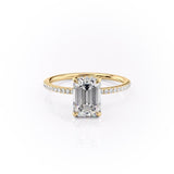 2.10 CT Emerald Cut Hidden Halo Pave Setting Moissanite Engagement Ring 11