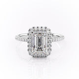 2.10 Emerald Halo Style Moissanite Engagement Ring 3