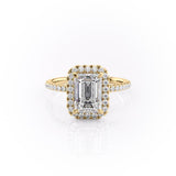 2.10 Emerald Halo Style Moissanite Engagement Ring 4