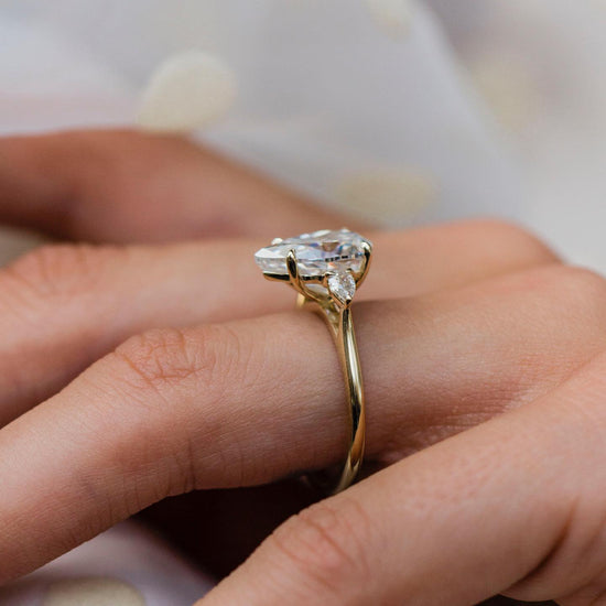 3.30 CT Pear Three Stone Moissanite Engagement Ring 4