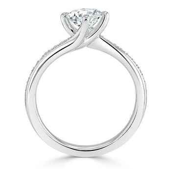 0.75 CT Round Cut Solitaire Bypass Pave Moissanite Engagement Ring 4