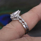 1.0 CT Pear Cut Halo Moissanite Bridal Ring Set 5