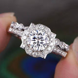 0.75 CT Round Vintage Style Moissanite Bridal Ring Set 1