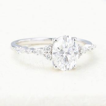 1.33 CT Oval Shaped Moissanite Pave Setting Engagement Ring 4