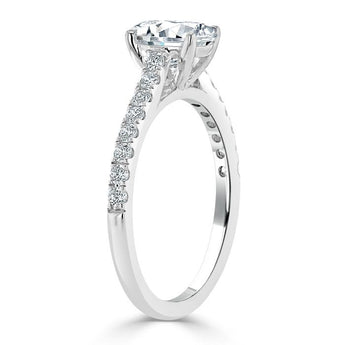 0.94 CT Oval Cut Solitaire Moissanite Engagement Ring With Pave Setting 3