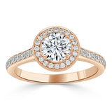 0.75 CT Round Cut Halo Pave Moissanite Engagement Ring 7