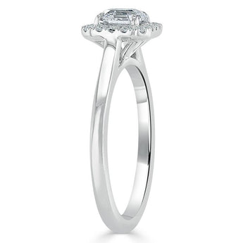 0.75 CT Asscher Cut Halo Moissanite Engagement Ring 4