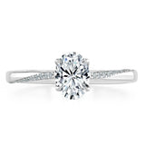 0.75 CT Oval Cut Solitaire Moissanite Engagement Ring 1