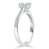 0.94 CT Oval Cut Solitaire Moissanite Engagement Ring With Pave Setting 3