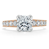 1.5 CT Cushion Cut Solitaire Channel Pave Moissanite Engagement Ring 7