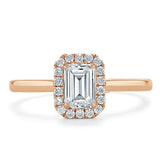 0.75 CT Emerald Cut Halo Moissanite Engagement Ring 7