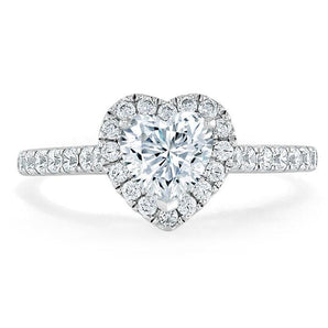 1.0 CT Heart Cut Halo Moissanite Engagement Ring With Pave Setting 1