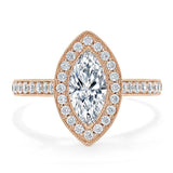 1.0 CT Marquise Cut Halo Moissanite Engagement Ring With Pave Setting 7