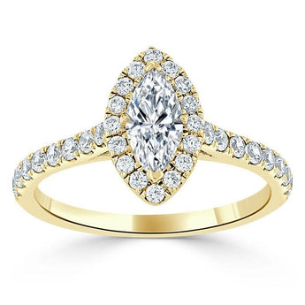 1.0 CT Marquise Cut Halo Moissanite Engagement Ring With Pave Setting 5