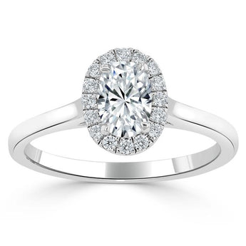 0.75 CT Oval Cut Halo Moissanite Engagement Ring 2