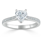 1.0 CT Heart Cut Solitaire Channel Pave Moissanite Engagement Ring 2