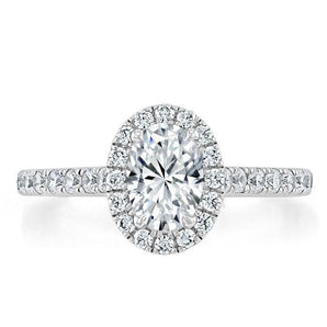 0.94 CT Oval Cut Halo Moissanite Engagement Ring With Pave Setting 1