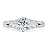 0.75 CT  Oval Cut Solitaire Split Shank Style Moissanite Engagement Ring 1