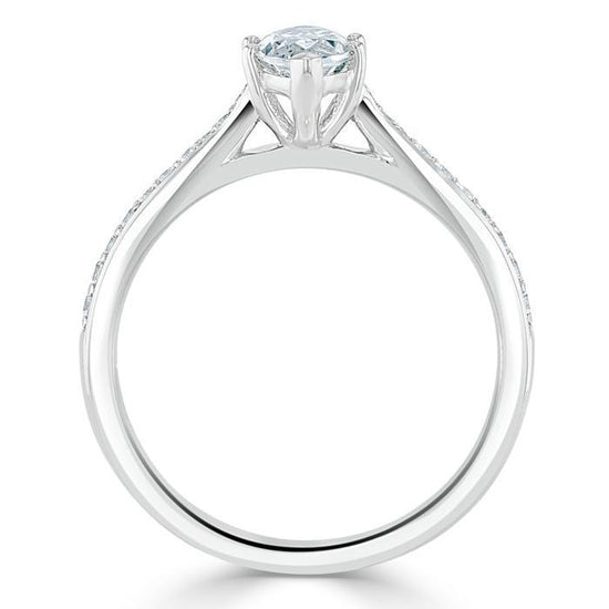 1.0 CT Marquise Cut Solitaire Channel Pave Moissanite Engagement Ring 4