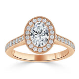 1.0 CT Oval Cut Halo Pave Moissanite Engagement Ring 7