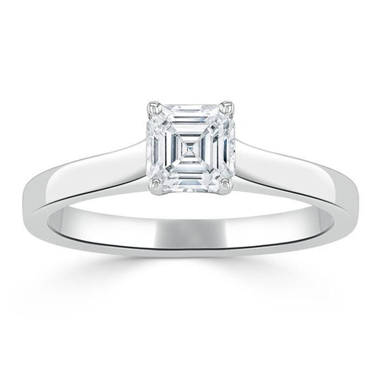 1.0 CT Asscher Cut Solitaire Moissanite Engagement Ring 2