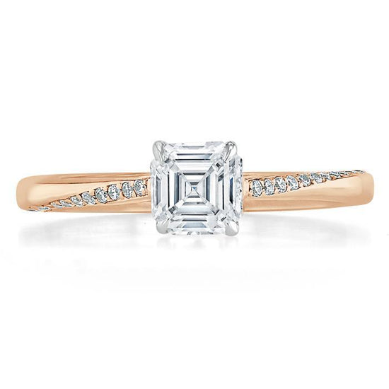 0.75 CT Asscher Cut Solitaire Moissanite Engagement Ring 7