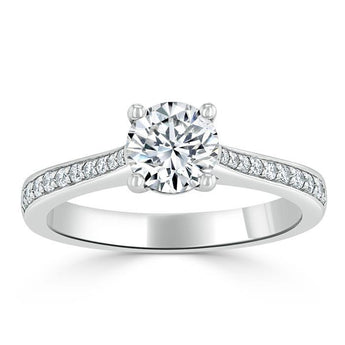 0.75 CT Round Cut Solitaire Moissanite Engagement Ring With Channel Setting 4