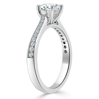 0.75 CT Round Cut Solitaire Moissanite Engagement Ring With Channel Setting 3