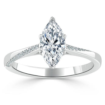 1.0 CT Marquise Cut Solitaire Moissanite Engagement Ring 2