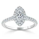 1.0 CT Marquise Cut Halo Moissanite Engagement Ring With Pave Setting 2