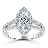 1.0 CT Marquise Cut Halo Split Shank Setting Moissanite engagement Ring 2