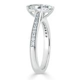 1.0 CT Marquise Cut Solitaire Channel Pave Moissanite Engagement Ring 3