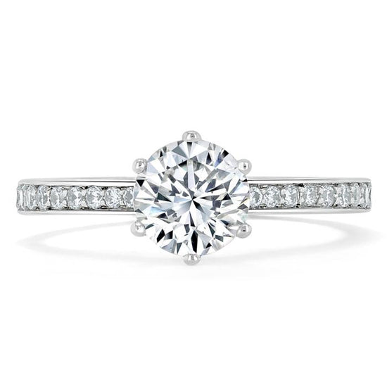 0.75 CT Round Cut Solitaire Moissanite Engagement Ring With Channel Setting 1