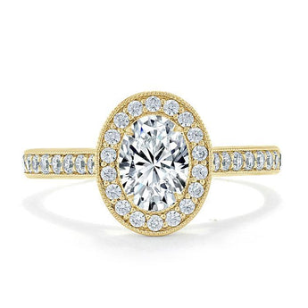 1.0 CT Oval Cut Halo Pave Moissanite Engagement Ring 5